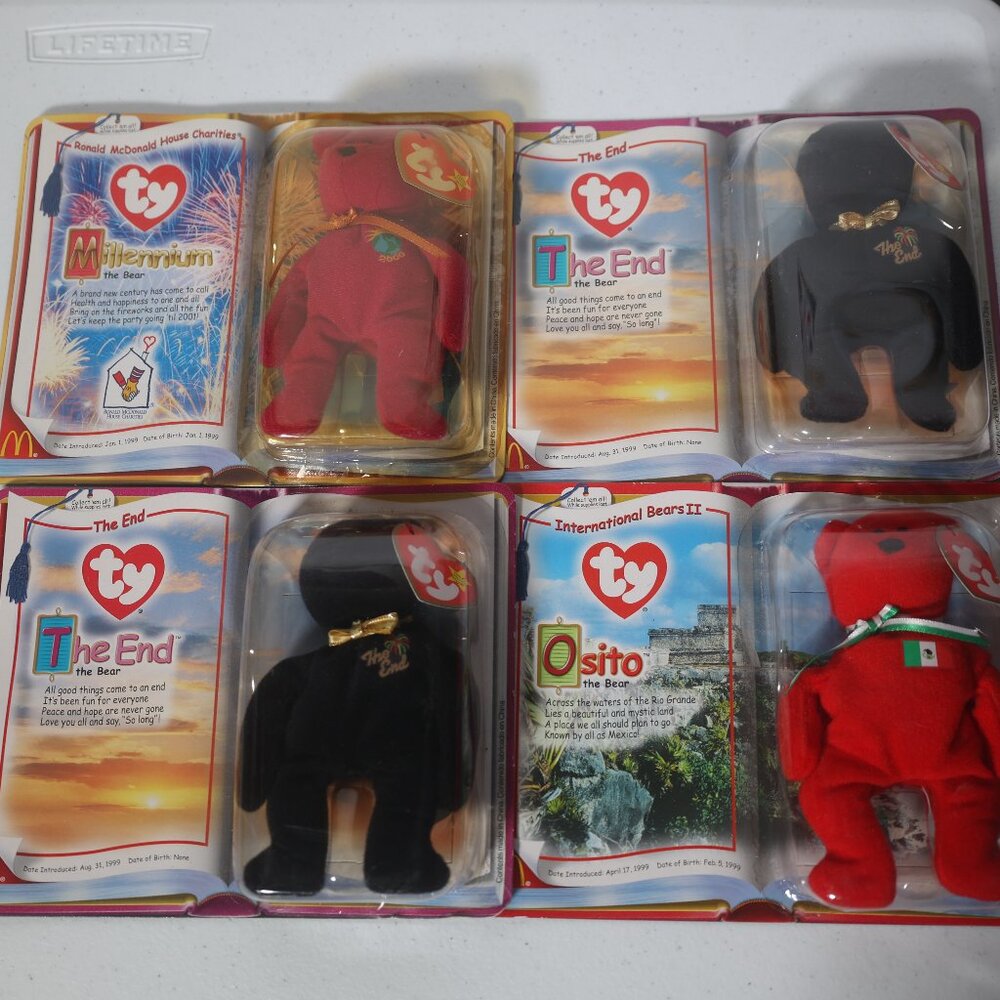 TY Beanie Babies Mcdonalds Lot of 4 Ositio The End Millennium 2000 NIP
